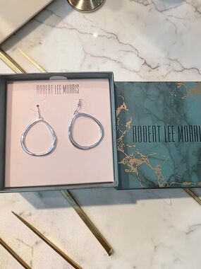 Robert Lee Morris Silver Tone Organic Drop Earrings NIB
